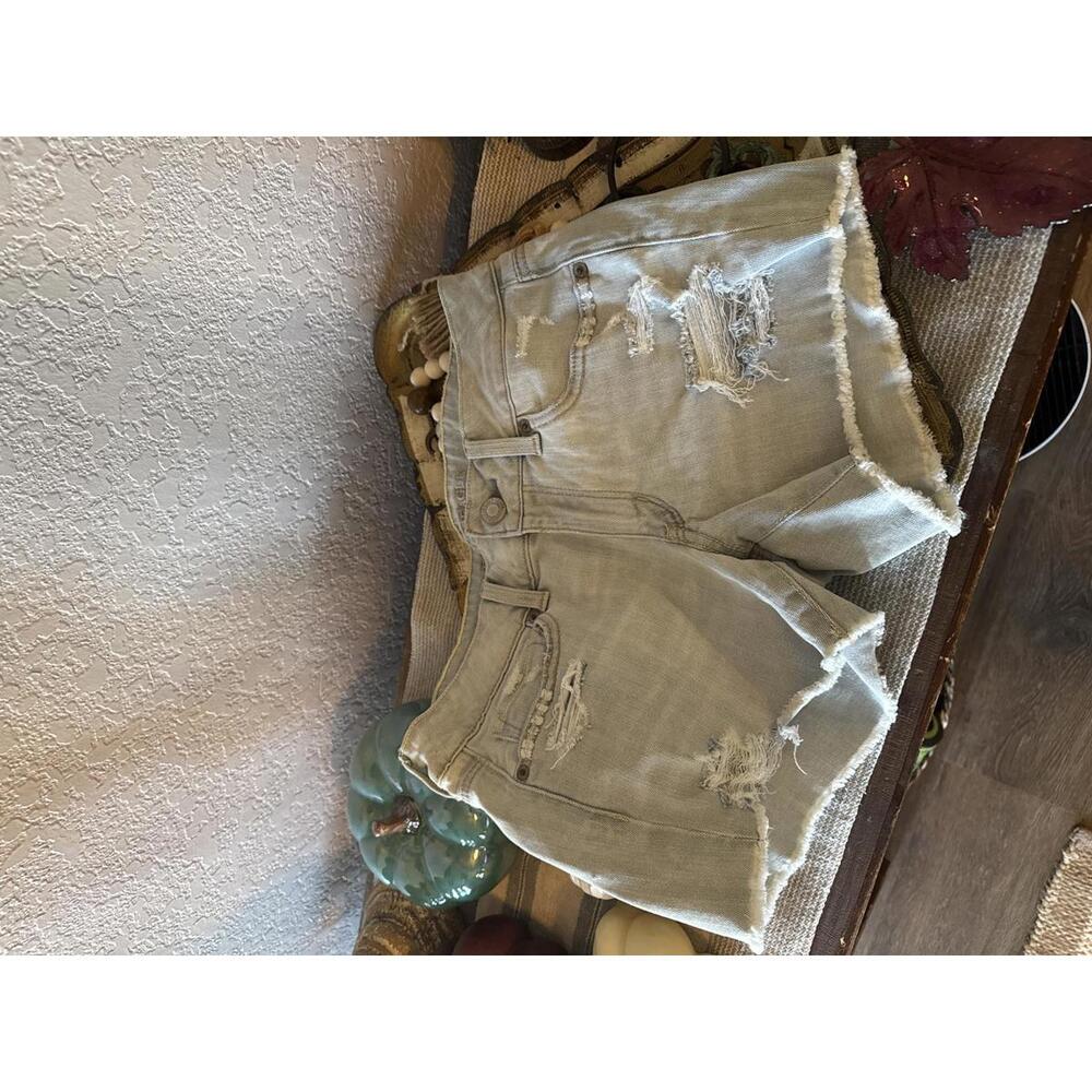 American Eagle Outfitters Light Wash Distressed Denim Shorts